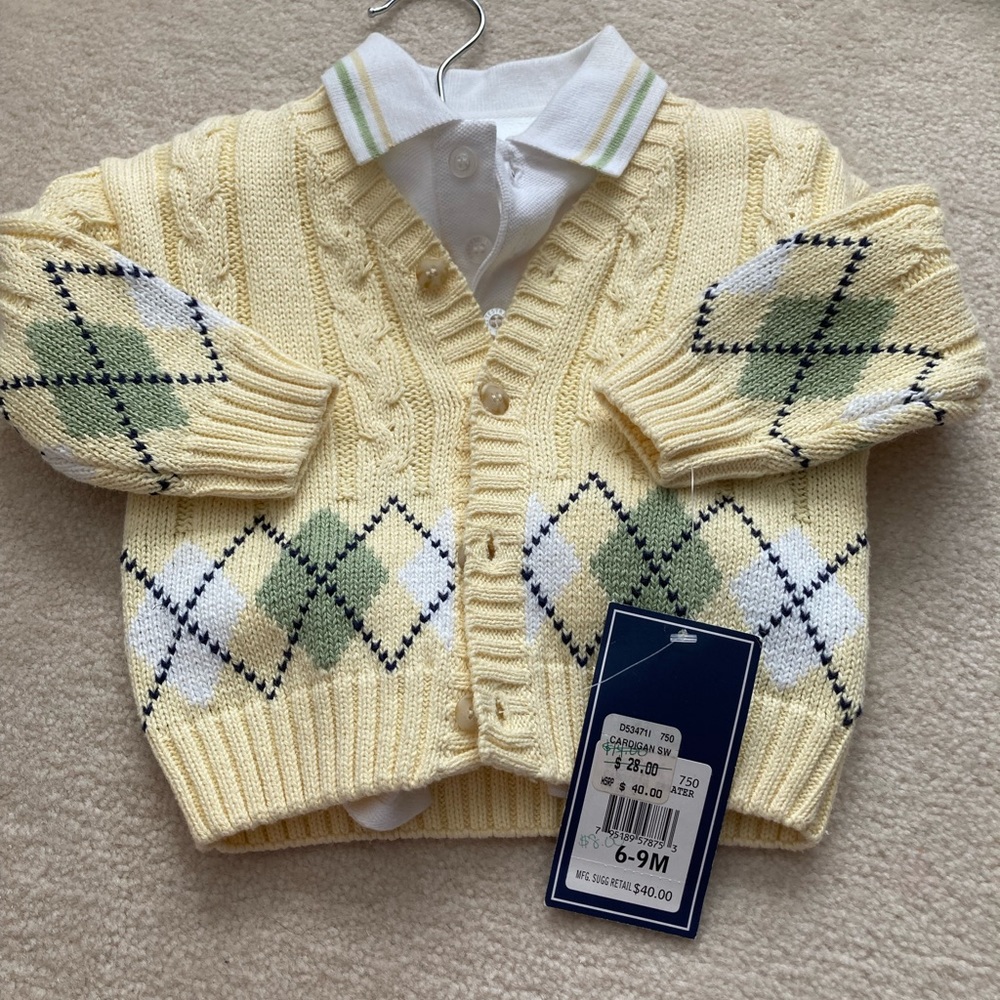 Argyle sweater and polo NWT 6-9 mos